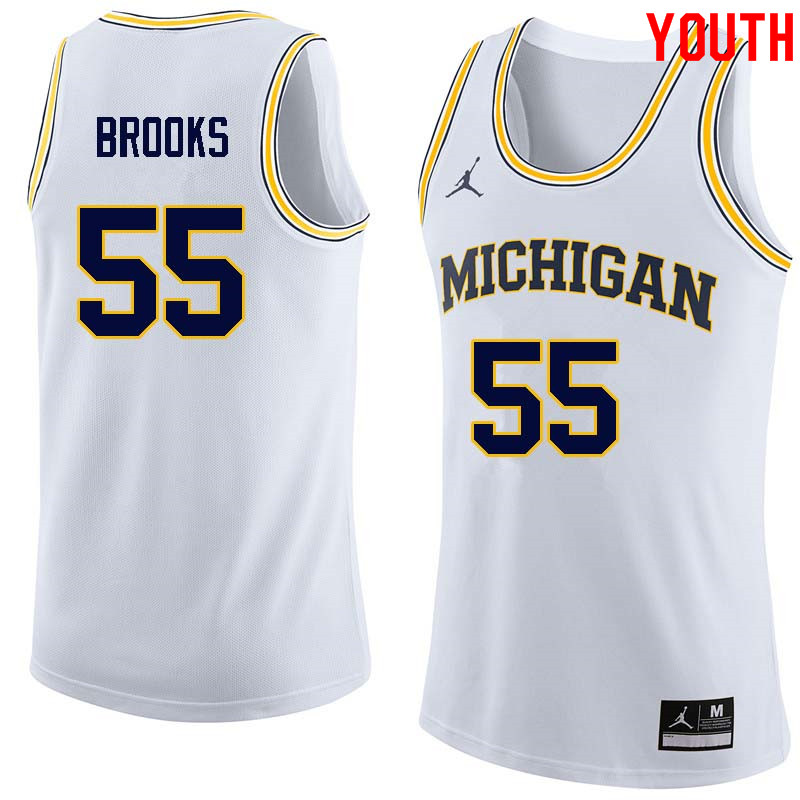 Youth #55 Eli Brooks Michigan Wolverines College Basketball Jerseys Sale-White